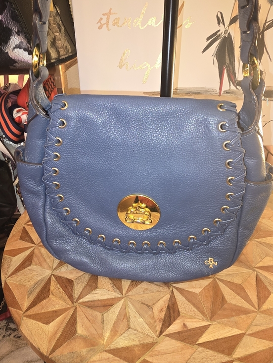 orYANY Handbags - Cobalt Blue Leather Crossbody Bag with Gold Hardware By OrYany